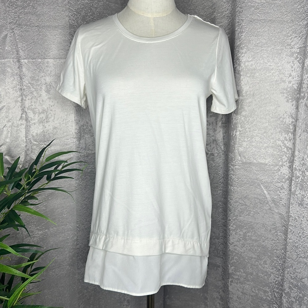 Soft Surroundings Women’s Crew Neck Short Sleeve Tee Cream Women Sz XS
